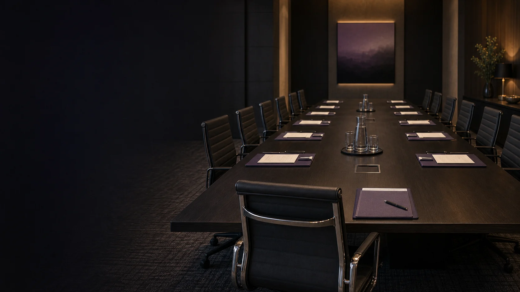Lone chair facing buyer folders for selling a business alone