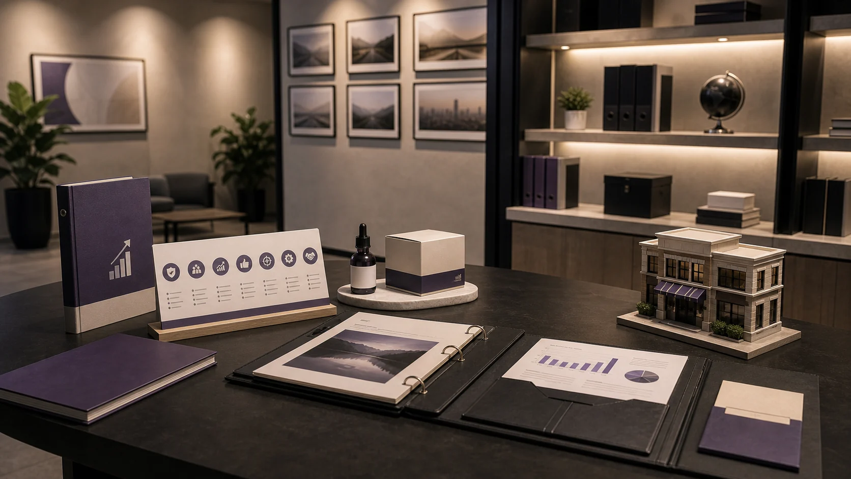 Buyer-ready showcase with operations binder and business materials