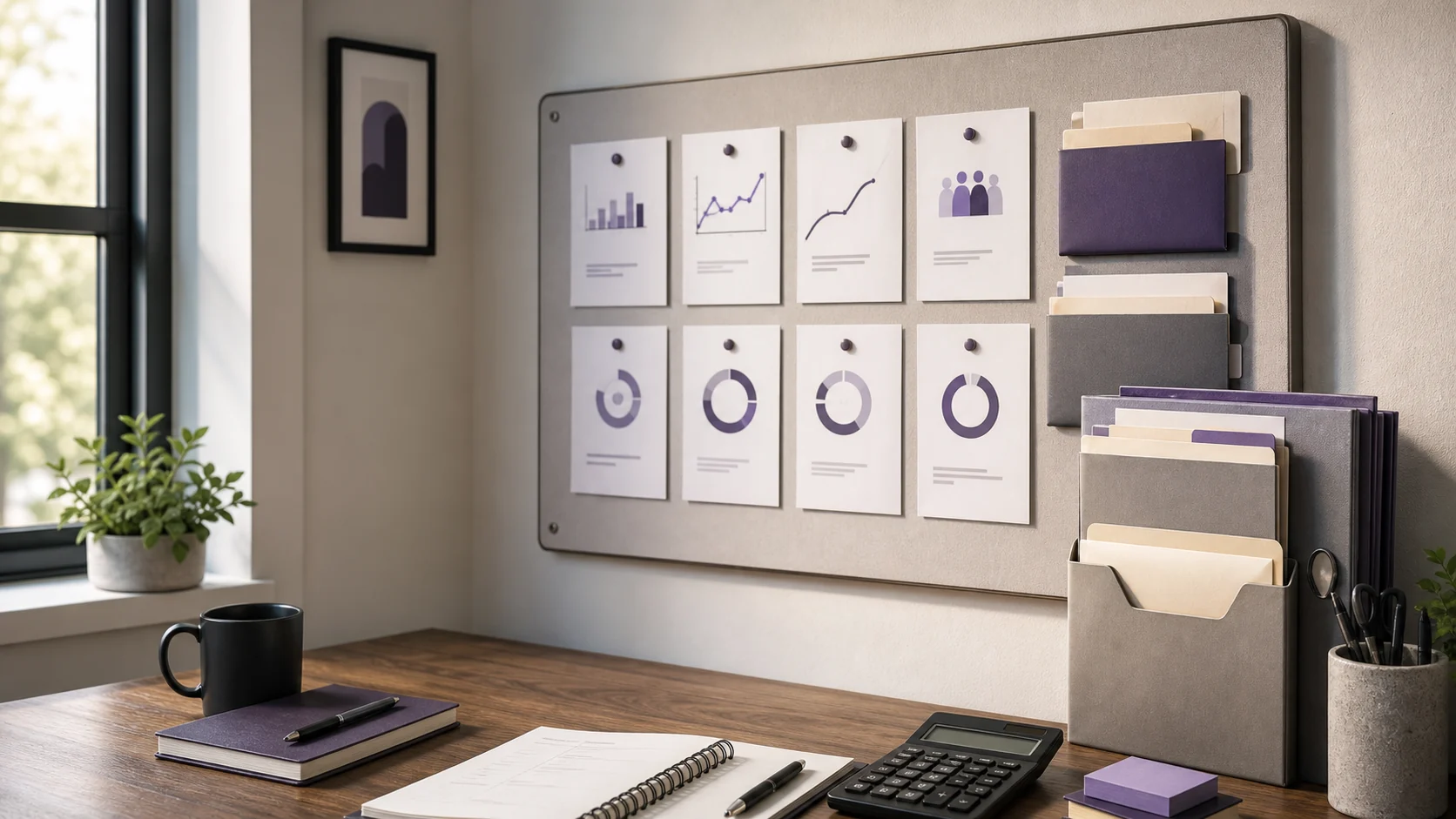 Startup metrics wall with gauge cards and subscription folders